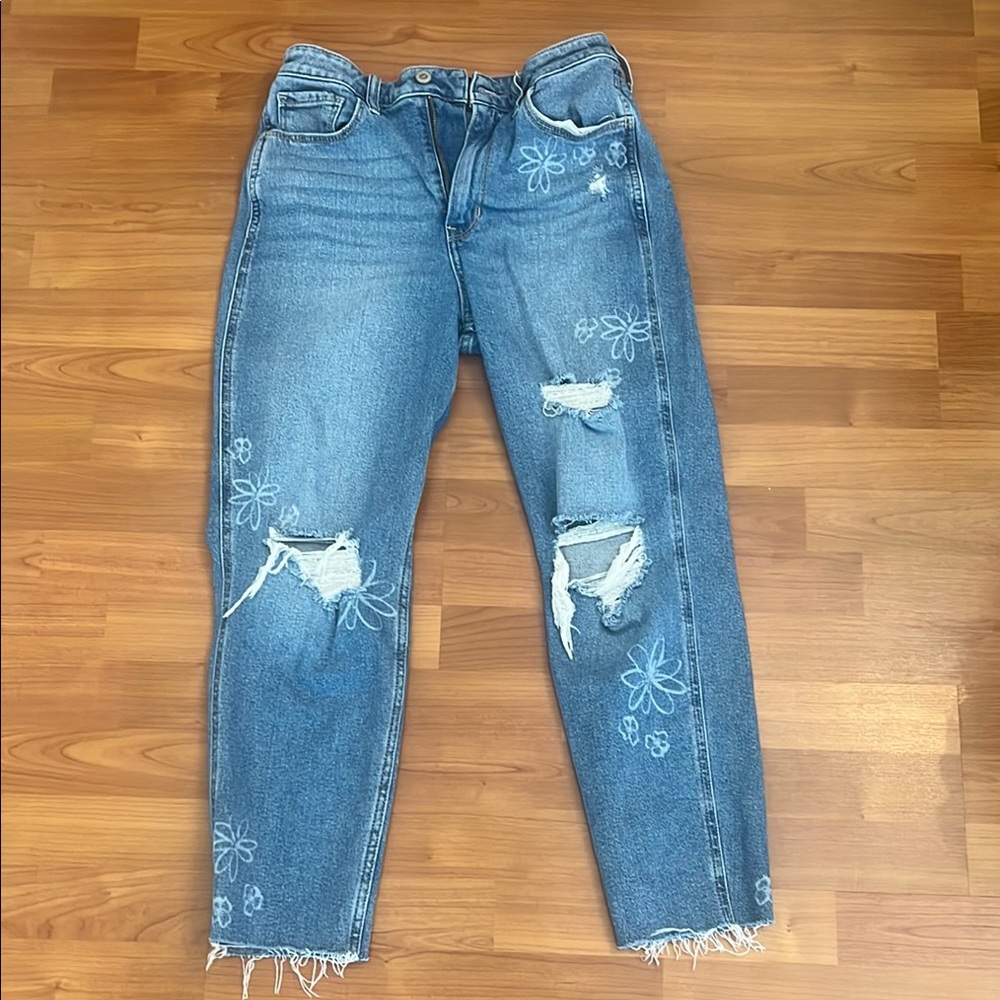 Hollister Blue Boyfriend Jeans with Distressed Details